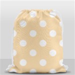 Polka Dots - White on Navajo White Yellow Drawstring Bag (Small)