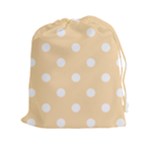 Polka Dots - White on Navajo White Yellow Drawstring Pouch (XXl)