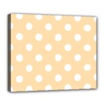 Polka Dots - White on Navajo White Yellow Deluxe Canvas 24  x 20  (Stretched)