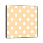 Polka Dots - White on Navajo White Yellow Mini Canvas 6  x 6  (Stretched)