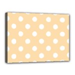 Polka Dots - White on Navajo White Yellow Canvas 16  x 12  (Stretched)