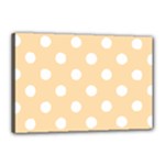 Polka Dots - White on Navajo White Yellow Canvas 18  x 12  (Stretched)
