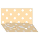 Polka Dots - White on Navajo White Yellow Twin Heart Bottom 3D Greeting Card (8x4)