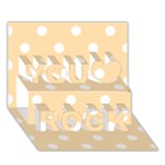 Polka Dots - White on Navajo White Yellow You Rock 3D Greeting Card (7x5)