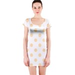 Polka Dots - Navajo White Yellow on White Short Sleeve Bodycon Dress