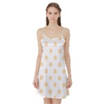Polka Dots - Navajo White Yellow on White Satin Night Slip