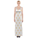 Polka Dots - Navajo White Yellow on White Maxi Thigh Split Dress