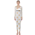 Polka Dots - Navajo White Yellow on White Long Sleeve Catsuit