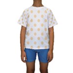 Polka Dots - Navajo White Yellow on White Kid s Short Sleeve Swimwear