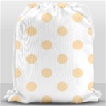 Polka Dots - Navajo White Yellow on White Drawstring Bag (Large)