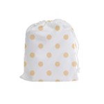 Polka Dots - Navajo White Yellow on White Drawstring Pouch (L)