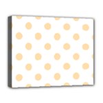 Polka Dots - Navajo White Yellow on White Deluxe Canvas 20  x 16  (Stretched)