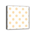 Polka Dots - Navajo White Yellow on White Mini Canvas 4  x 4  (Stretched)