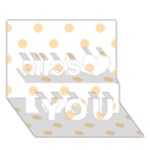 Polka Dots - Navajo White Yellow on White Miss You 3D Greeting Card (7x5)