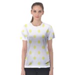Polka Dots - Pastel Yellow on White Women s Sport Mesh Tee