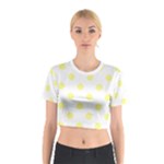 Polka Dots - Pastel Yellow on White Cotton Crop Top