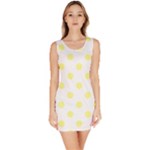 Polka Dots - Pastel Yellow on White Bodycon Dress