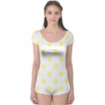 Polka Dots - Pastel Yellow on White Boyleg Leotard (Ladies)