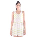 Polka Dots - Pastel Yellow on White Scoop Neck Skater Dress