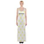 Polka Dots - Pastel Yellow on White Maxi Thigh Split Dress