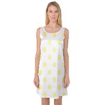 Polka Dots - Pastel Yellow on White Sleeveless Satin Nightdress