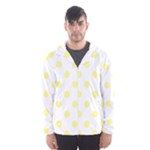 Polka Dots - Pastel Yellow on White Hooded Wind Breaker (Men)