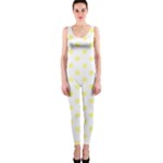 Polka Dots - Pastel Yellow on White OnePiece Catsuit