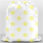 Polka Dots - Pastel Yellow on White Drawstring Bag (Large)