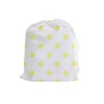 Polka Dots - Pastel Yellow on White Drawstring Pouch (L)