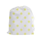 Polka Dots - Pastel Yellow on White Drawstring Pouch (XL)