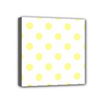 Polka Dots - Pastel Yellow on White Mini Canvas 4  x 4  (Stretched)