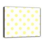 Polka Dots - Pastel Yellow on White Canvas 14  x 11  (Stretched)