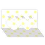 Polka Dots - Pastel Yellow on White Twin Hearts 3D Greeting Card (8x4)