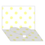 Polka Dots - Pastel Yellow on White Heart Bottom 3D Greeting Card (7x5)