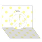 Polka Dots - Pastel Yellow on White Peace Sign 3D Greeting Card (7x5)