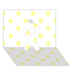 Polka Dots - Pastel Yellow on White Ribbon 3D Greeting Card (7x5)