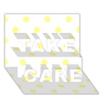 Polka Dots - Pastel Yellow on White TAKE CARE 3D Greeting Card (7x5)
