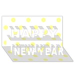 Polka Dots - Pastel Yellow on White Happy New Year 3D Greeting Card (8x4)