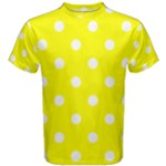 Polka Dots - White on Yellow Men s Cotton Tee