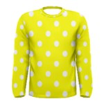 Polka Dots - White on Yellow Men s Long Sleeve T-shirt