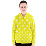 Polka Dots - White on Yellow Women s Zipper Hoodie