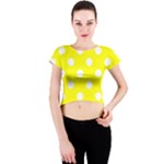 Polka Dots - White on Yellow Crew Neck Crop Top