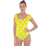 Polka Dots - White on Yellow Short Sleeve Leotard (Ladies)