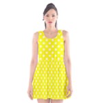 Polka Dots - White on Yellow Scoop Neck Skater Dress