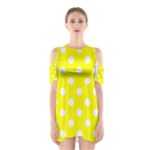 Polka Dots - White on Yellow Women s Cutout Shoulder Dress