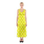 Polka Dots - White on Yellow Full Print Maxi Dress