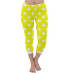 Polka Dots - White on Yellow Capri Winter Leggings