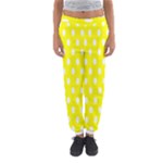 Polka Dots - White on Yellow Women s Jogger Sweatpants