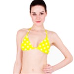 Polka Dots - White on Yellow Bikini Top