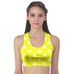 Polka Dots - White on Yellow Women s Sports Bra